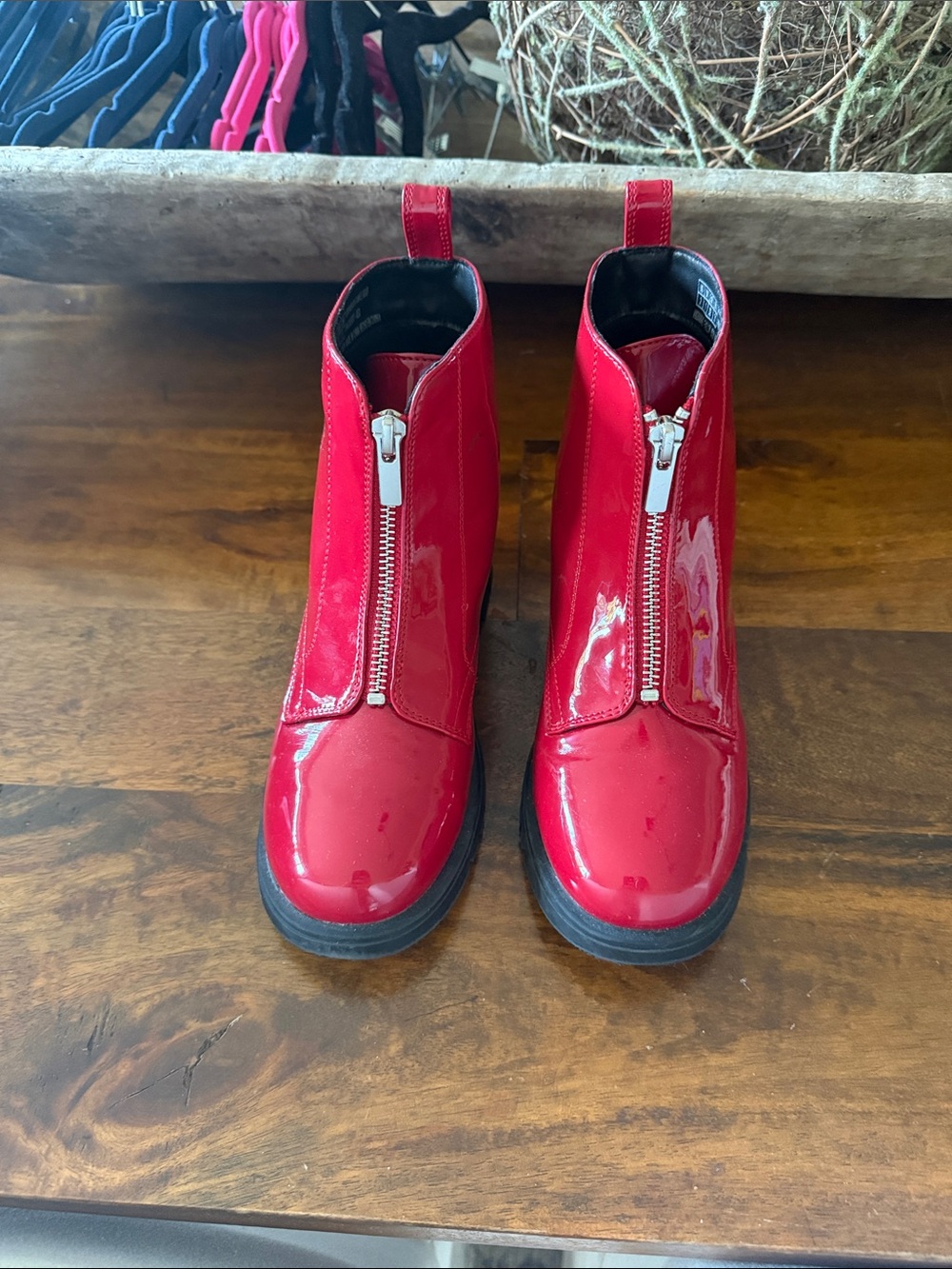 GAP Red Patent Front-Zip Kids Ankle Boots